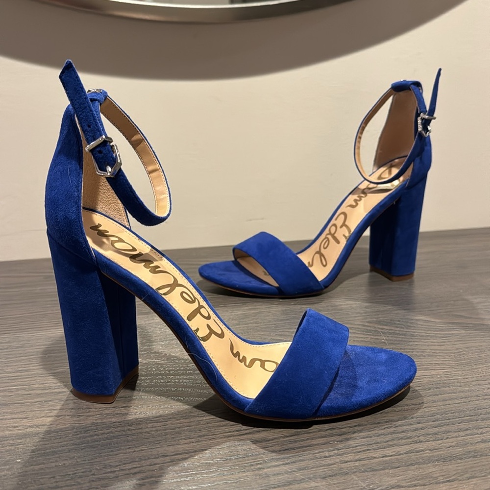 Sam Edelman Blue Suede Sandel Heels